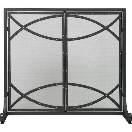 Dagan Dagan AHS185 Silver Rivet Design Panel Screen with Doors; Black & Silver AHS185